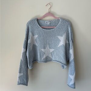 Wildfox Light Blue Star Pattern Sweater